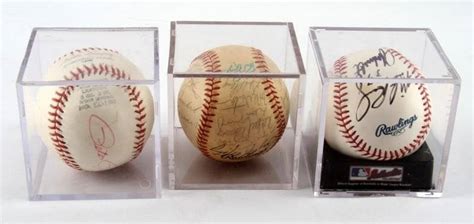 Grouping Of Three Vintage Signed Baseballs Encased