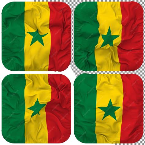 Premium Psd Senegal Flag Squire Shape Isolated Different Waving Style