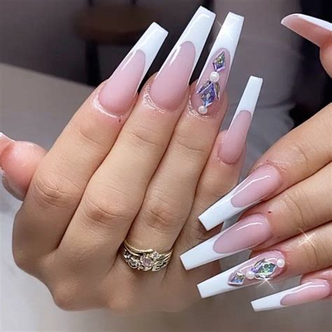 White Tip Coffin Nails