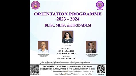 Orientation Programme For Blisc Mlisc And Pgdadlm Youtube