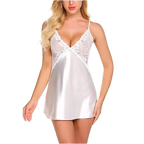 Chiccall Satin Lingerie For Women Sexy Deep V Neck Nightgown Sexy Cross