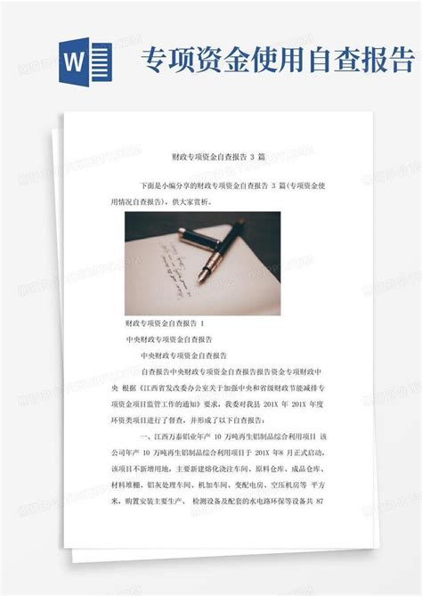 财政专项资金自查报告3篇word模板下载编号qzavjynp熊猫办公