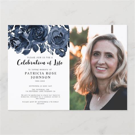 Roses Funeral Celebration Of Life Photo Invitation Zazzle In 2022 Photo Invitations