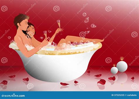 Romantic Couple In The Bathtub Stock Vector Illustration Of Bathtub Foam 37525235