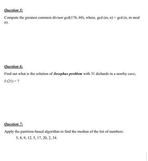 Solved Question 5 Compute The Greatest Common Divisor