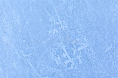 Empty Ice Rink With Skate Marks After The Session Outdoor Stock Photo