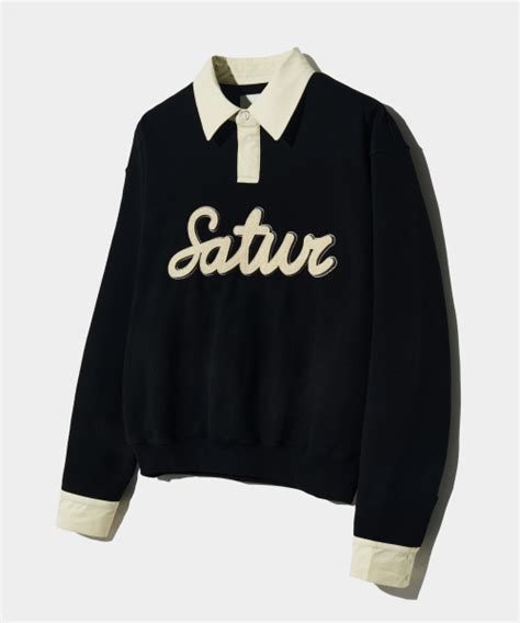 MUSINSA SATUR Applique Logo Cuffs Sweatshirt Resort Black