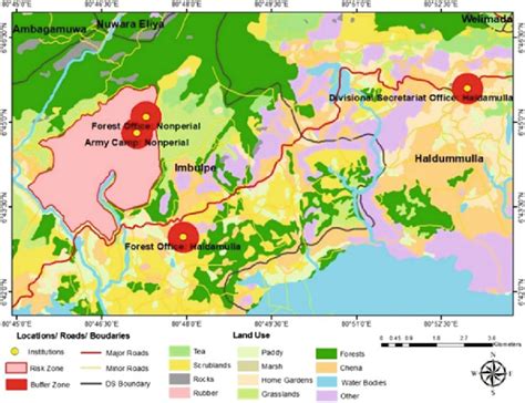 High risk areas of bushfires in the Imbulpe and Haldamulla DS division ...