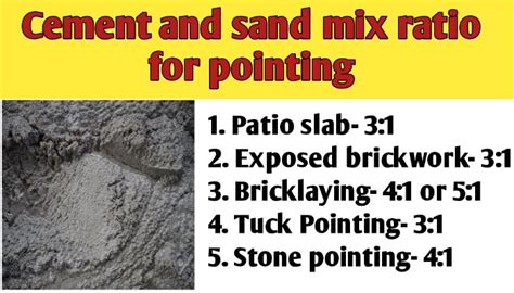 Cement and sand mix ratio for pointing - Civil Sir