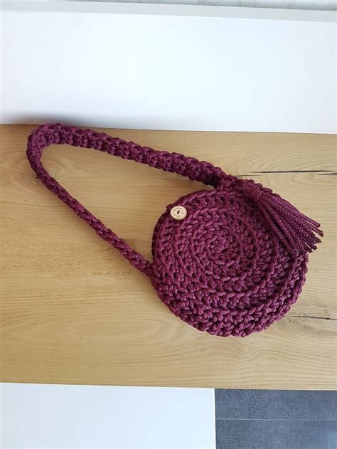 Gehäkelte Crossbody Runde Tasche Boho Handtasche Stofftasche Etsy