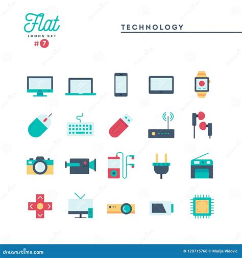 Set Technology Devices Icon: Television, Computer, Laptop, Tablet