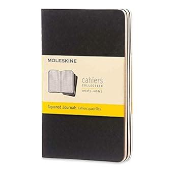 Moleskine Cahier Journal Set Of 3 Pocket Squared Black Soft Cover