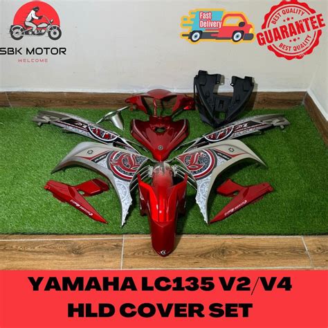 Yamaha Lc135 V2v4 Merah Batik Batik Grey Rm7s3 Cover Set 10th