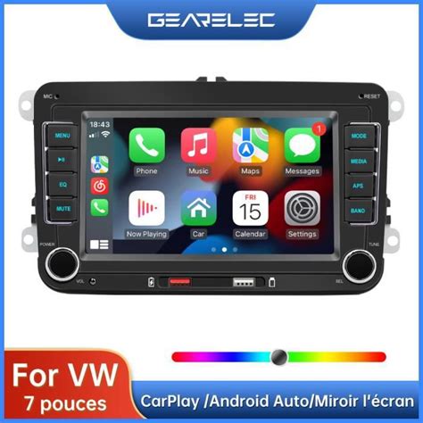 Gearelec Autoradio Pouces Pour Vw Carplay Sans Fil Android Auto