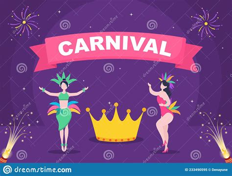 Happy Carnival Celebration Background Vector Illustration People Festival With Colorful Party