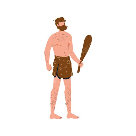 Caveman With Bat Hunting At Animal Caveman Bat Hunting Png And