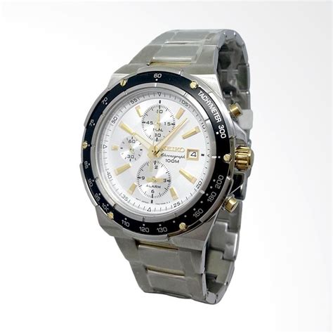 Harga Seiko Chronograph Tali Rantai Jam Tangan Pria Hitam Silver