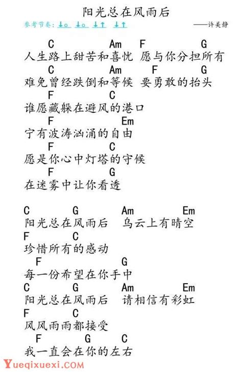 UKULELE谱阳光总在风雨后许美静 尤克里里曲谱 乐器学习网