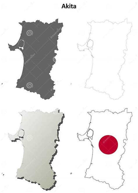 Sistema Del Mapa Del Esquema Del Espacio En Blanco De Akita Ilustración