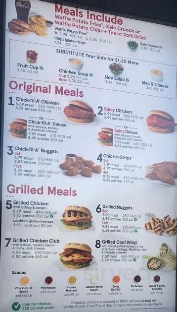 Menu For Chick Fil A In Virginia Beach Va Sirved