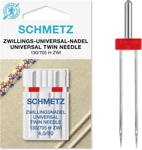 SCHMETZ Nähmaschinennadeln 2 Zwillings Universal Nadeln 4 0 80 130