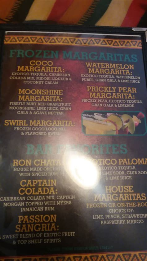 Menu at Coco Loco restaurant, Saginaw, Bay Rd