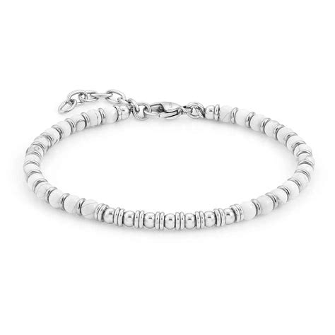 Runda Men S Natural Stone Bracelet White Turquoise With Stainless Steel