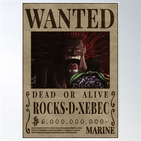 "Rocks D Xebec One Piece Bounty Rocks Wanted" Poster for Sale by