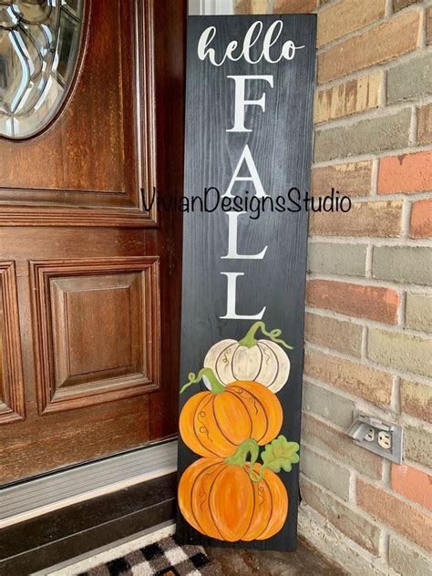 Hello Fall Porch Leanerfront Porch Sign Fall Sign Sunflower Porch