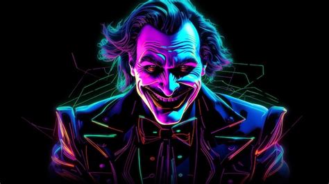 Premium Photo | A poster of a joker with a blue and purple background