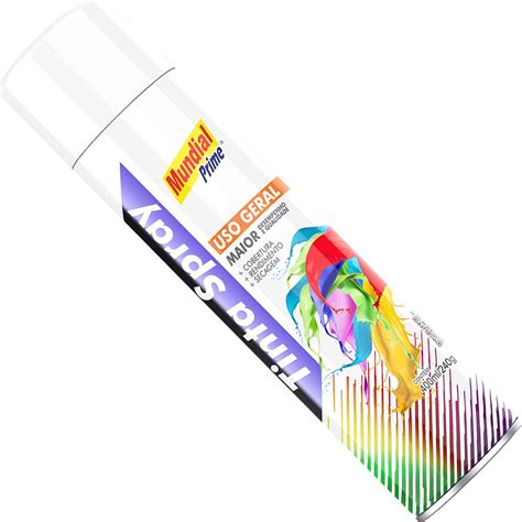 Tinta Spray Uso Geral Branco Fosco 400ml Mundial Prime