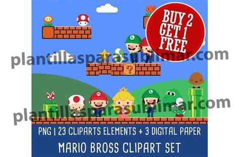 Mario Bross Clipart Png Plantillas Para Sublimar