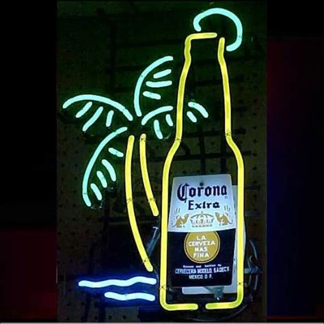 Neon Sign Real Glass New Corona Extra Palm Tree Bottle X Glass