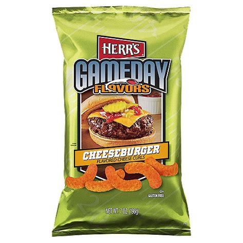 Herrs Gameday Flavors Cheeseburger Flavored Cheese Curls 7 Oz