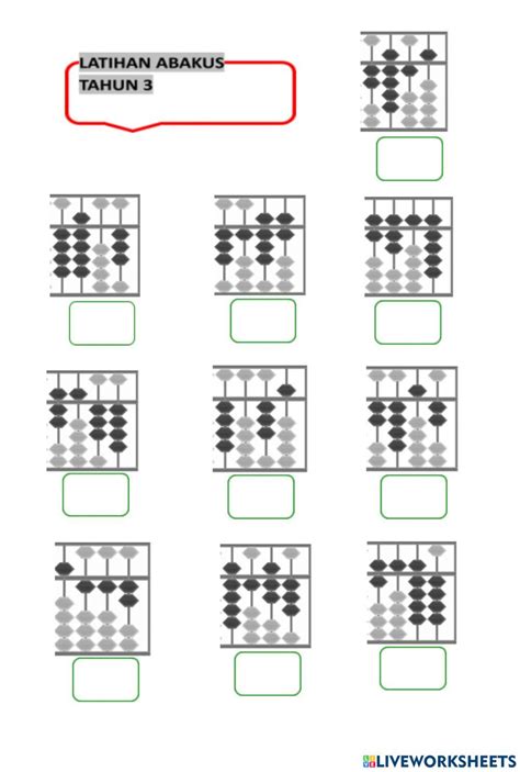 Latihan Abakus Tahun 3 Online Exercise For Live Worksheets