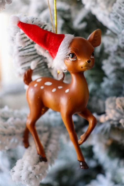 Bambi With Santa Hat Ornament Merry And Joy Christmas Co