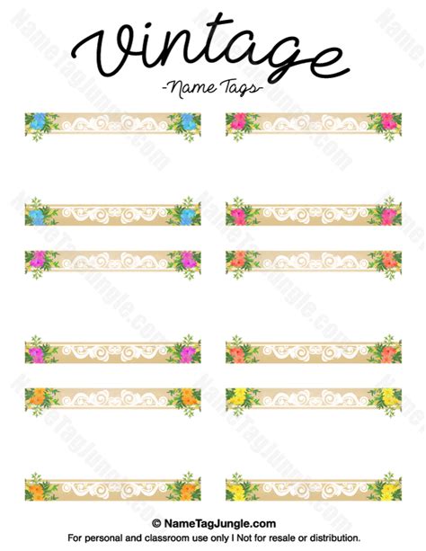 Printable Vintage Name Tags