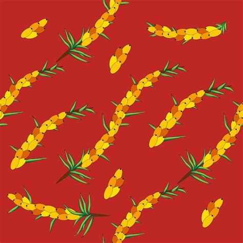 Premium Vector Sea Buckthorn Seamless Pattern Twigs With Berries And