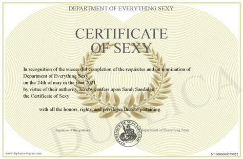 Certificate Of Sexy