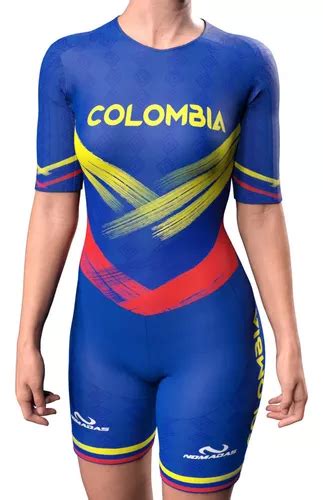 Colombia Azul Licra Uniforme Para Patinaje Unisex Cuotas Sin Inter S