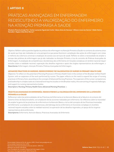 PDF PRÁTICAS AVANÇADAS EM ENFERMAGEM REDISCUTINDO A VALORIZAÇÃO DO