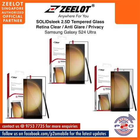 Zeelot Solidsleek Clear Anti Glare Privacy 2 5d Tempered Glass For Samsung Galaxy S24 Ultra