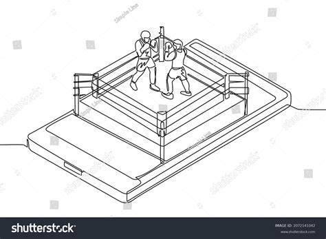 Single Continuous Line Drawing Boxing Ring Stock Vector (Royalty Free ...