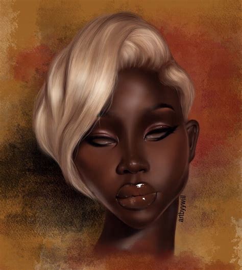 Solo Dark Skin 1girl Portrait Short Hair Dark Skinned Female Blonde Hair Illustration Images