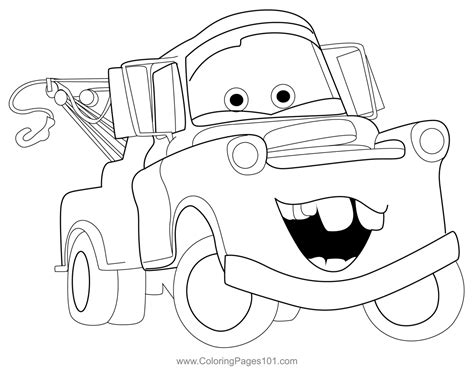 Tow Mater Cars Coloring Page | Cars coloring pages, Coloring pages for ...