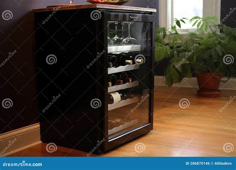 Wine Fridge with Built-in Wine Glass Holder Stock Illustration ...