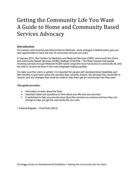 A Guide To Home And Community Based Services Advocacy