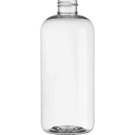 16 Oz Clear PET Plastic Boston Round Bottle 28mm 28 410