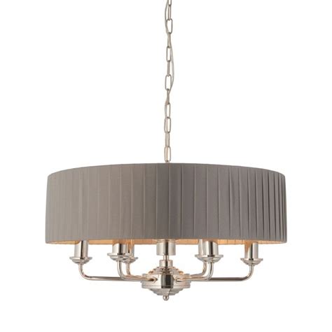 Highclere Nickel And Charcoal Pleated Pendant Light Modern Pendant