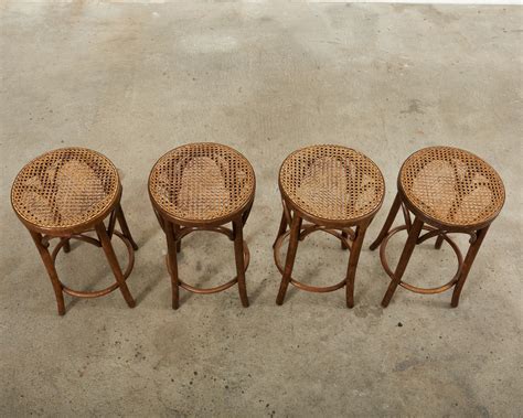 Set Of Four Thonet Style Bentwood Cane Seat Barstools For Sale At Stdibs